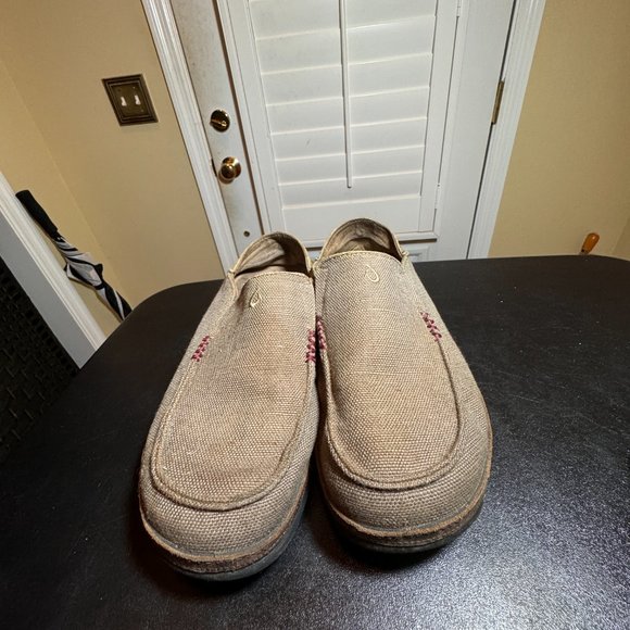 olukai size 10  moloa kapa green canvas comfort slipon loafer shoe main image 8